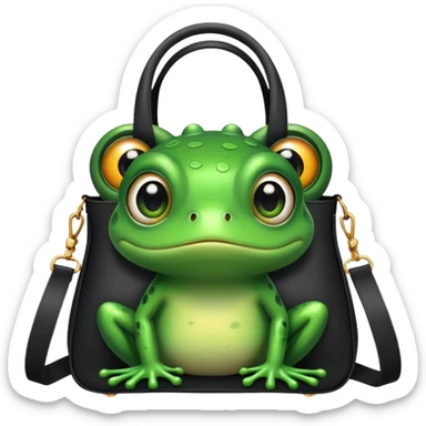 Frog with black tote bag sticker