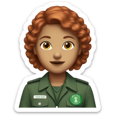 brownish red hair medium length girl scout in uniform sticker