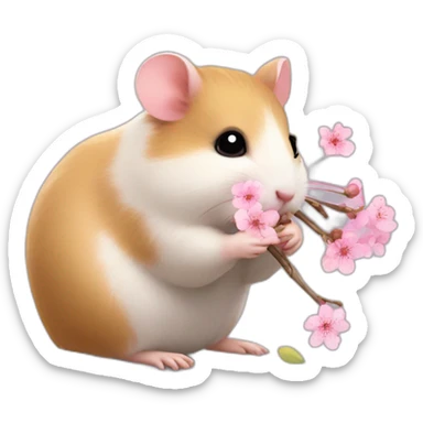 small hamster eat cherry blossom sticker
