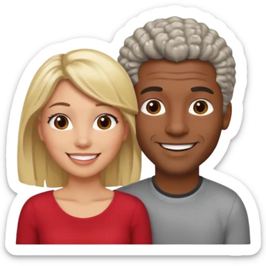 Black man salt n pepper hair smiling with blonde in love  sticker