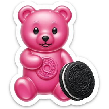 transparent pink gummy bear pink Oreo cookie sticker