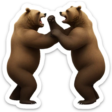 Two grizzly bears fighting  sticker