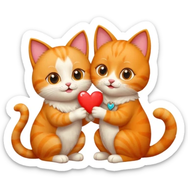 one happy cat on one knee proposing to another happy cat in Venice, both with big eyes, hearts around them, emoji style sticker