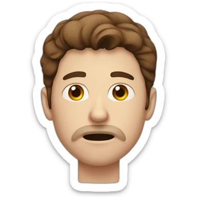 man with brown hair having a nosebleed sticker