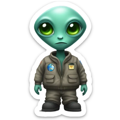 Un alien sur un ovni sticker