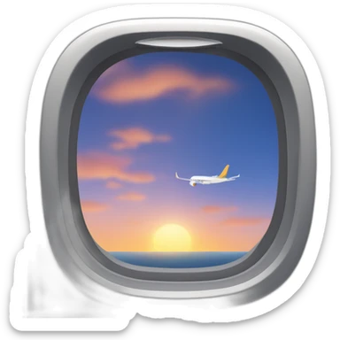plane window with sunset sticker
