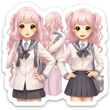 Cute Attractive Gorgeous Kawaii Pastel Anime School uniforms sticker