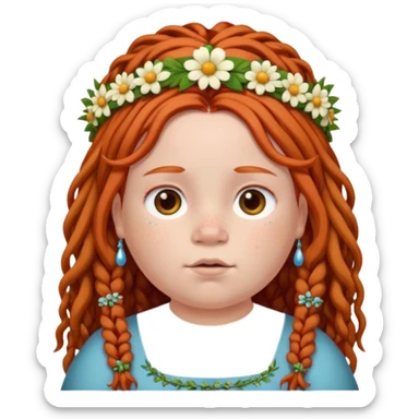 fat redhead kid with dreadlocks and floral tiara sticker