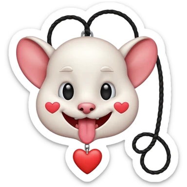IOS heart eyes face with tongue out on leash sticker