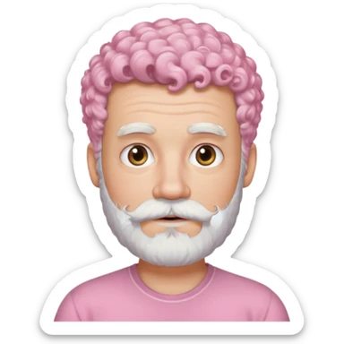 very white bearded and white mustached, pink short curly haired  sticker
