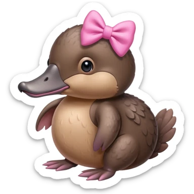 Platypus with a pink bow sticker