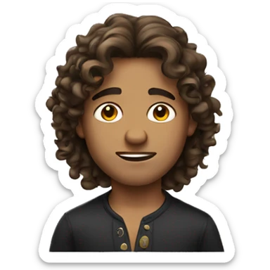 arrogant boy with long curly brown hair sticker
