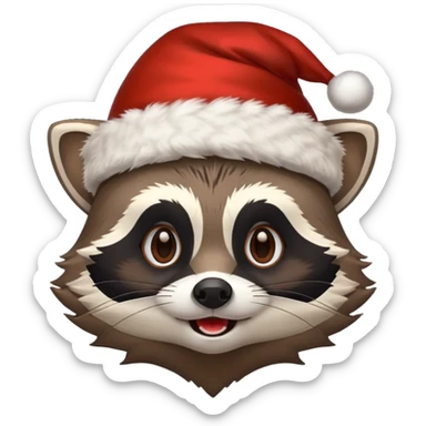 Christmas hat Racoon  sticker
