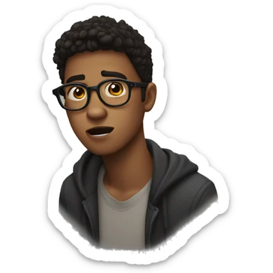 20 year old boy with black spectacles and shocking expression  sticker