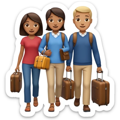 familia con maleta caminando sticker
