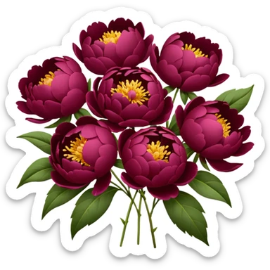 Close Burgundy peonies bouquet  sticker