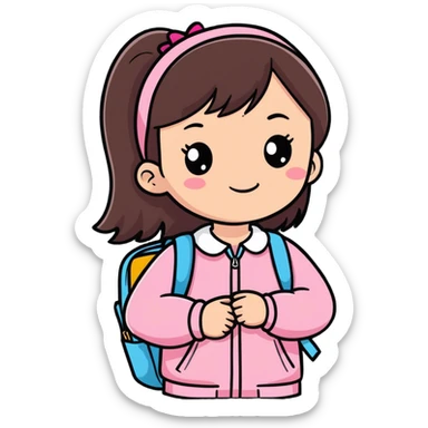 Young cool brunette girlie wearing lots of pink and getting ready for school  sticker