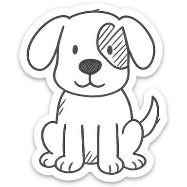 brown and white cartoon dog hand drawn outlined icon sticker