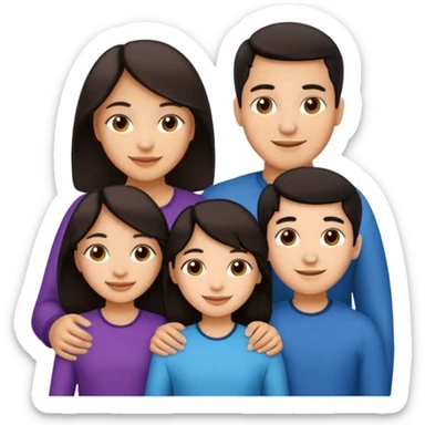 Light skin dark hair, Hispanic family of 6 mom, dad, two 20 yr old daughters, 20 year old son, and 10 year old daughter sticker