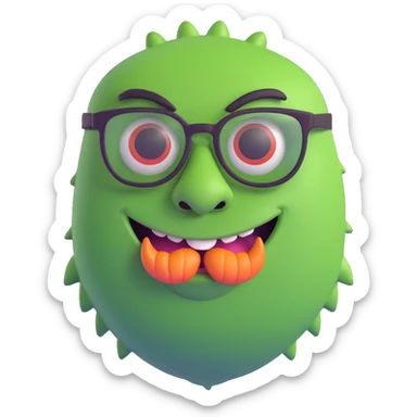 monster with a big nose and black glasses, winking sticker