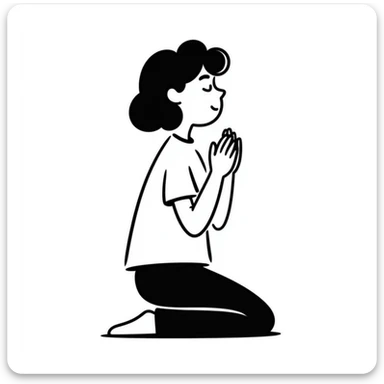 hand-drawn doodle of a person praying sticker