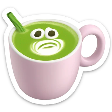 Matcha latte in pastel mug sticker