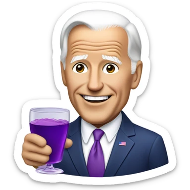 joe biden holding a purple drink in a glass sticker