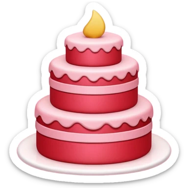 brandcake emoji inspired by Airbnb logo, simple friendly modern design, soft curves, playful welcoming vibe, pinkish-red color palette, minimalistic style similar to Airbnb branding sticker