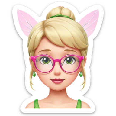 Tinkerbell wearing glasses on pink background sticker