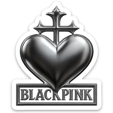 BLACKPINK-inspired gothic object, shiny and dramatic, black and pink theme, chrome style sticker