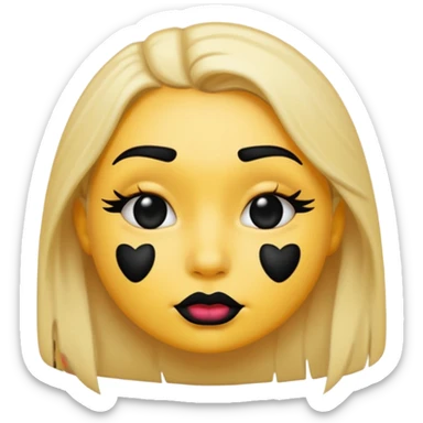 an emoji with black lipstick kiss marks on face sticker