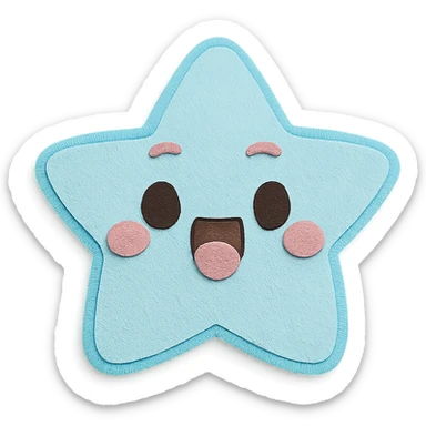 adorable pastel blue chibi star, excited expression, no arms or legs, full body, kawaii paper craft style sticker