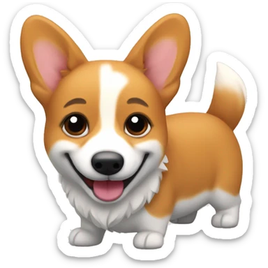 create a corgi with red fur and small black lines on the face smiling  sticker