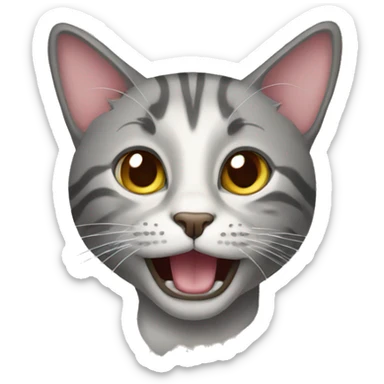 cat with its mouth firmly open sticker