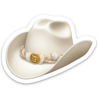 White cowgirl hat with seashell band sticker
