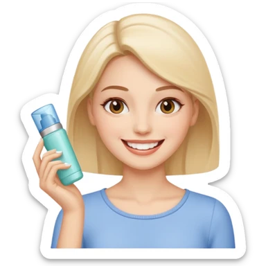 A woman recommend a cosmetic product and speaking. sticker