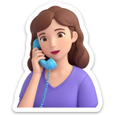 girl talking on phone bedroom background, close up pose sticker