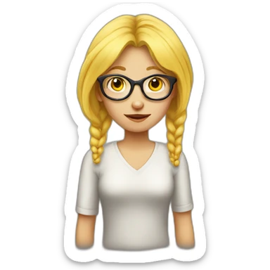 A bad young woman with glasses and yellow hair teaches children history sticker