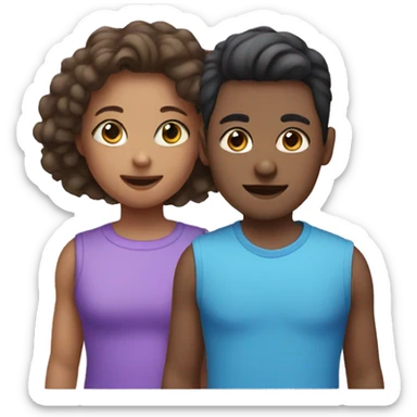 Sibling in purple, pink and blue sticker