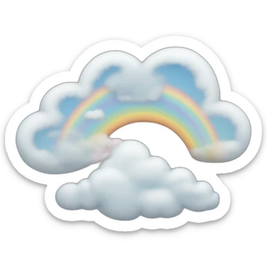 Cœur avec un nuage derrière et arc en ciel sticker