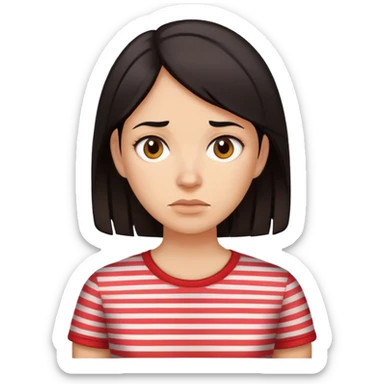 stubborn dark haired woman with striped t-shirt sticker