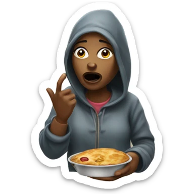 homeless woman asking for food sticker