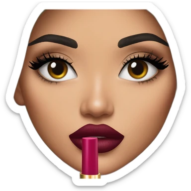 Kylie Jenner holding her lipstick lips sticker
