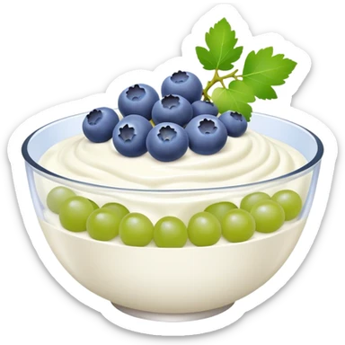 Yogurt bowl with blueberries and green grapes sticker