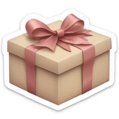 Beige gift box: A sophisticated beige box with a dusty rose, a soft pinkish-red tone with earthy undertones bow and matching ribbon, giving it a soft, elegant, and vintage holiday vibe sticker