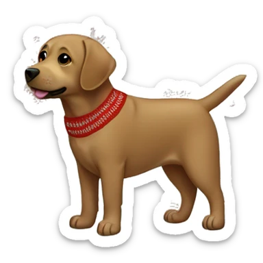 Brown Labrador wearing Christmas sweater sticker