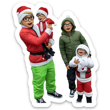 boys in santa hats outdoors sticker