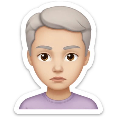 minimal flat emoji of an irritable face,
slightly furrowed eyebrows,
tight lips but not angry,
emotion restrained and subtle,
soft pastel warm-gray tones,
emotional but calm design,
modern female health app style,
transparent background,
vector illustration
 sticker