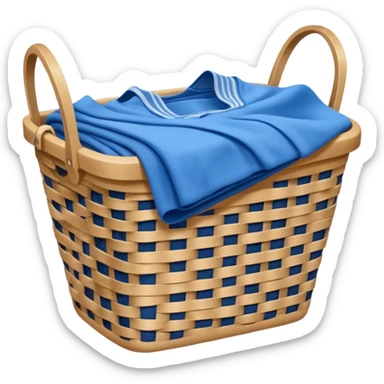 LAUNDRY white BASKET WITH FOLDED blue CLOTHES sticker