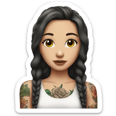 A brunette white girl with tattoos on her arms  sticker